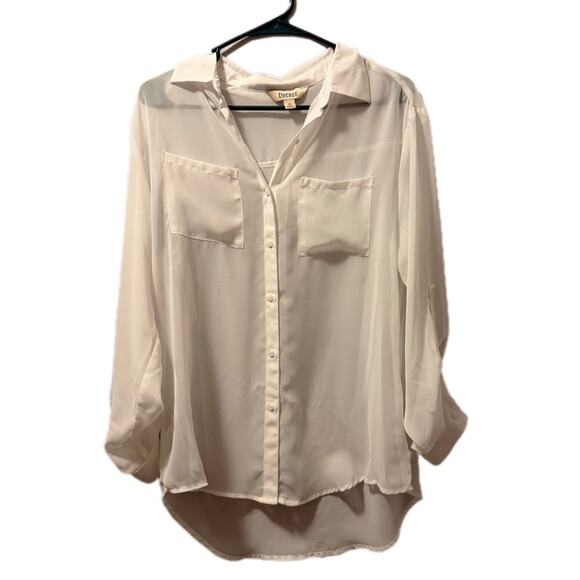 Decree Tops - Decree sheer white blouse button up
